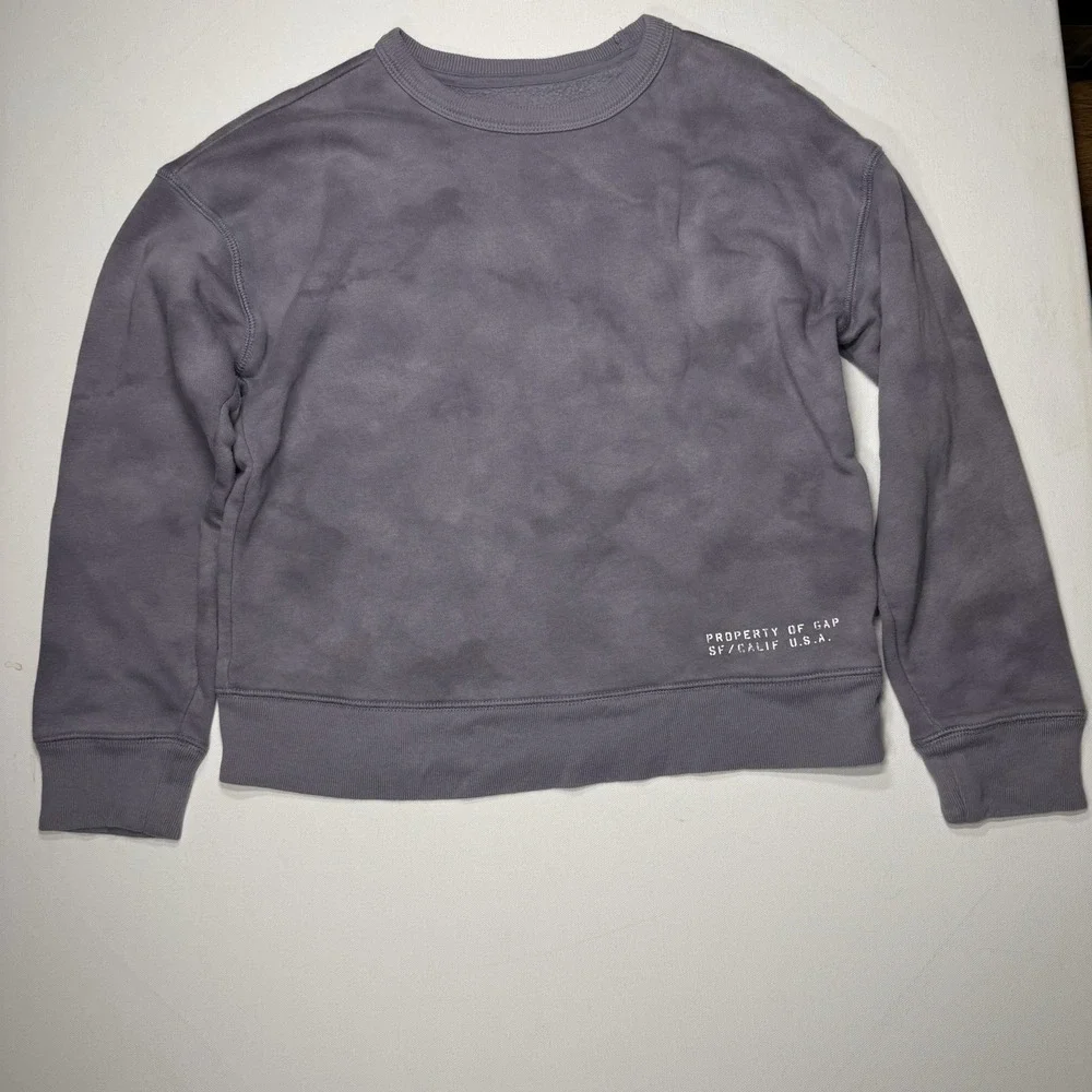 Gap Kids Crewneck Sweatshirt Gray Purple Fleece Pullover Logo Size M 8